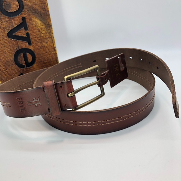 Frye Other - Frye Geniune Center Stitch Brown Leather Belt-38